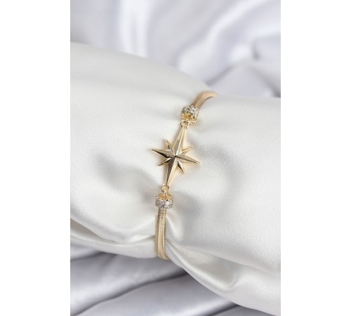 Pirinç VIP Seri Gold Renk Kutup Yıldızı Model Kadın Bileklik - TJ-BB7937