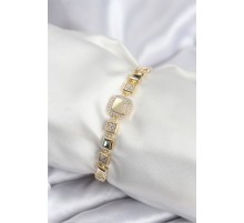 Pirinç VIP Seri Gold Renk Zirkon Taşlı Model Kadın Bileklik - TJ-BB7940