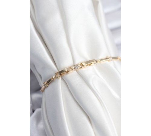 Pirinç VIP Seri Gold Renk Parçalı Model Zirkon Taşlı Kadın Bileklik - TJ-BB7941