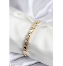 Pirinç VIP Seri Gold Renk Sıralı Üçgen Model Kadın Bileklik - TJ-BB7942