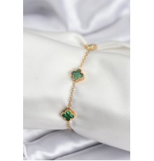316L Çelik Gold Renk Yeşil Baby Boy Yonca Kadın Bileklik - TJ-BB7944