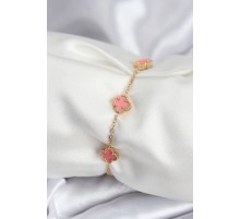 316L Çelik Gold Renk Pembe Baby Boy Yonca Kadın Bileklik - TJ-BB7946