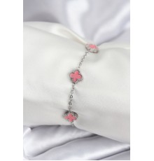 316L Çelik Gümüş Renk Pembe Baby Boy Yonca Kadın Bileklik - TJ-BB7947