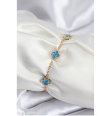 316L Çelik Gold Renk Buz Mavisi Baby Boy Yonca Kadın Bileklik - TJ-BB7948