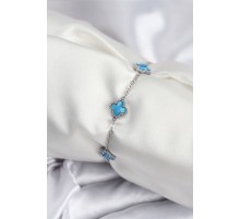 316L Çelik Gümüş Renk Buz Mavisi Baby Boy Yonca Kadın Bileklik - TJ-BB7949