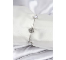 316L Çelik Gümüş Renk Beyaz ve Zirkon Taşlı Baby Boy Yonca Kadın Bileklik - TJ-BB7956
