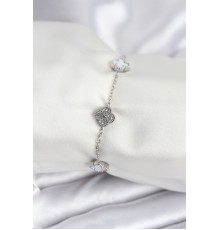 316L Çelik Gümüş Renk Beyaz ve Zirkon Taşlı Baby Boy Yonca Kadın Bileklik - TJ-BB7956