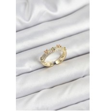 Pirinç Gold Renk Zirkon Taşlı Vintage Kadın Yüzük - TJ-BYK3832