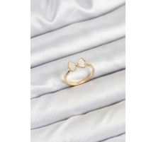 Pirinç Gold Renk Fiyonk Model Kadın Yüzük - TJ-BYK3838