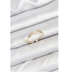 Pirinç Gold Renk Minimal Yonca Detaylı Kadın Yüzük - TJ-BYK3842