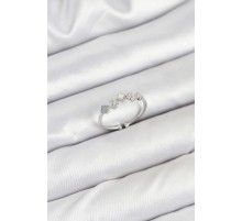 Pirinç Gümüş Renk Minimal Yonca Detaylı Kadın Yüzük - TJ-BYK3843