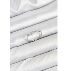 Pirinç Gümüş Renk Minimal Yonca Detaylı Kadın Yüzük - TJ-BYK3843