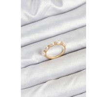 Pirinç Gold Renk Sıralı İncili Kadın Yüzük - TJ-BYK3844