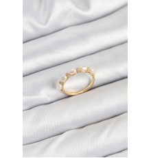 Pirinç Gold Renk Sıralı İncili Kadın Yüzük - TJ-BYK3844