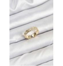 Pirinç Gold Renk Zirkon Taşlı Sırım Kadın Yüzük - TJ-BYK3846