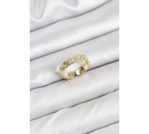 Pirinç Gold Renk Zirkon Taşlı Sırım Kadın Yüzük - TJ-BYK3846