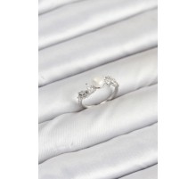 Pirinç Gümüş Renk Zirkon Taşlı İncili Model Kadın Yüzük - TJ-BYK3853