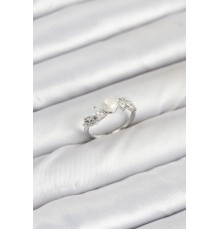 Pirinç Gümüş Renk Zirkon Taşlı İncili Model Kadın Yüzük - TJ-BYK3853