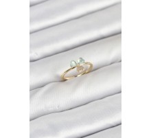 Pirinç Gold Renk Yonca Model Kadın Yüzük - TJ-BYK3858