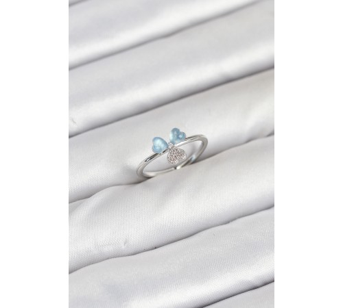 Pirinç Gümüş Renk Yonca Model Kadın Yüzük - TJ-BYK3859