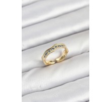 Pirinç Gold Renk Zirkon Taşlı Vintage Kadın Yüzük - TJ-BYK3862