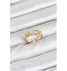 Pirinç Gold Renk Zirkon Taşlı Kadın Yüzük - TJ-BYK3872