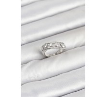 Pirinç Gümüş Renk Zirkon Taşlı Kadın Yüzük - TJ-BYK3873