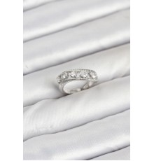 Pirinç Gümüş Renk Zirkon Taşlı Kadın Yüzük - TJ-BYK3873