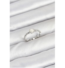 Pirinç Gümüş Renk Kalpli Model Kadın Yüzük - TJ-BYK3875