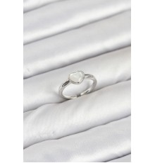 Pirinç Gümüş Renk Kalpli Kadın Yüzük - TJ-BYK3881