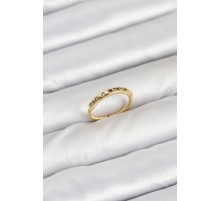 Pirinç Gold Renk Renkli Zirkon Taşlı Kadın Yüzük - TJ-BYK3884