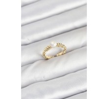 Pirinç Gold Renk Göbek İnci Model Kadın Yüzük - TJ-BYK3886