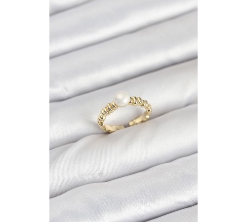 Pirinç Gold Renk Göbek İnci Model Kadın Yüzük - TJ-BYK3886