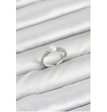 Pirinç Gümüş Renk Göbek İnci Model Kadın Yüzük - TJ-BYK3887