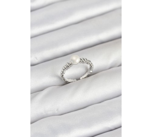 Pirinç Gümüş Renk Göbek İnci Model Kadın Yüzük - TJ-BYK3887