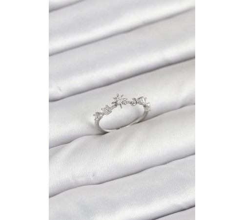 Pirinç Gümüş Renk Manifest Kadın Yüzük - TJ-BYK3891