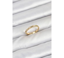 Pirinç Gold Renk Lazer Kesim Kadın Yüzük - TJ-BYK3892