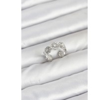 Pirinç Gümüş Renk Yonca Model Kadın Yüzük - TJ-BYK3895