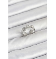 Pirinç Gümüş Renk Yonca Model Kadın Yüzük - TJ-BYK3895