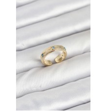 Pirinç Gold Renk Mavi Zirkon Taşlı Kutup Yıldızı Model Kadın Yüzük - TJ-BYK3896