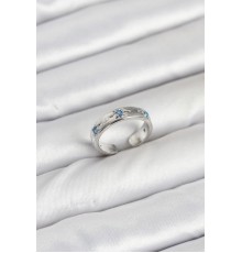 Pirinç Gümüş Renk Mavi Zirkon Taşlı Kutup Yıldızı Model Kadın Yüzük - TJ-BYK3897