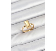 Pirinç Gold Renk Külçe Altın Model Kadın Yüzük - TJ-BYK3900