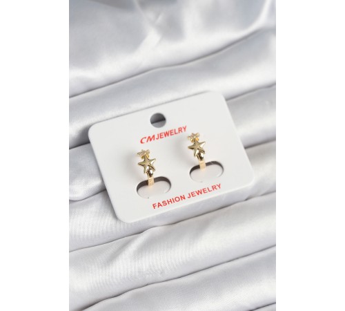Pirinç Gold Renk Yıldız Kadın Küpe - TJ-BKP11242