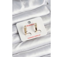 Pirinç Gold Renk Zirkon Taşlı Vintage Kadın Küpe - TJ-BKP11244