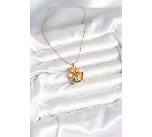 316L Çelik Zincir Kelebek Model Sanatsal Portre Kadın Kolye - TJ-BKO10594