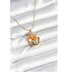 316L Çelik Zincir Kelebek Model Sanatsal Portre Kadın Kolye - TJ-BKO10594