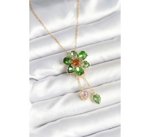 316L Çelik Zincir Gold Renk Çiçek Model Sallantılı Kadın Kolye - TJ-BKO10595