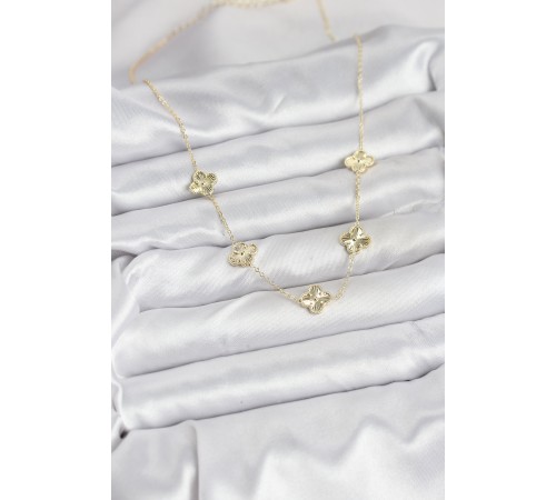 Pirinç Gold Renk Yonca Kadın Kolye - TJ-BKO10561