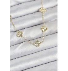 Pirinç Gold Renk Yonca Kadın Kolye - TJ-BKO10561