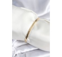 Pirinç Gold Renk Yassı Zincir Model Kadın Bileklik - TJ-BB7960